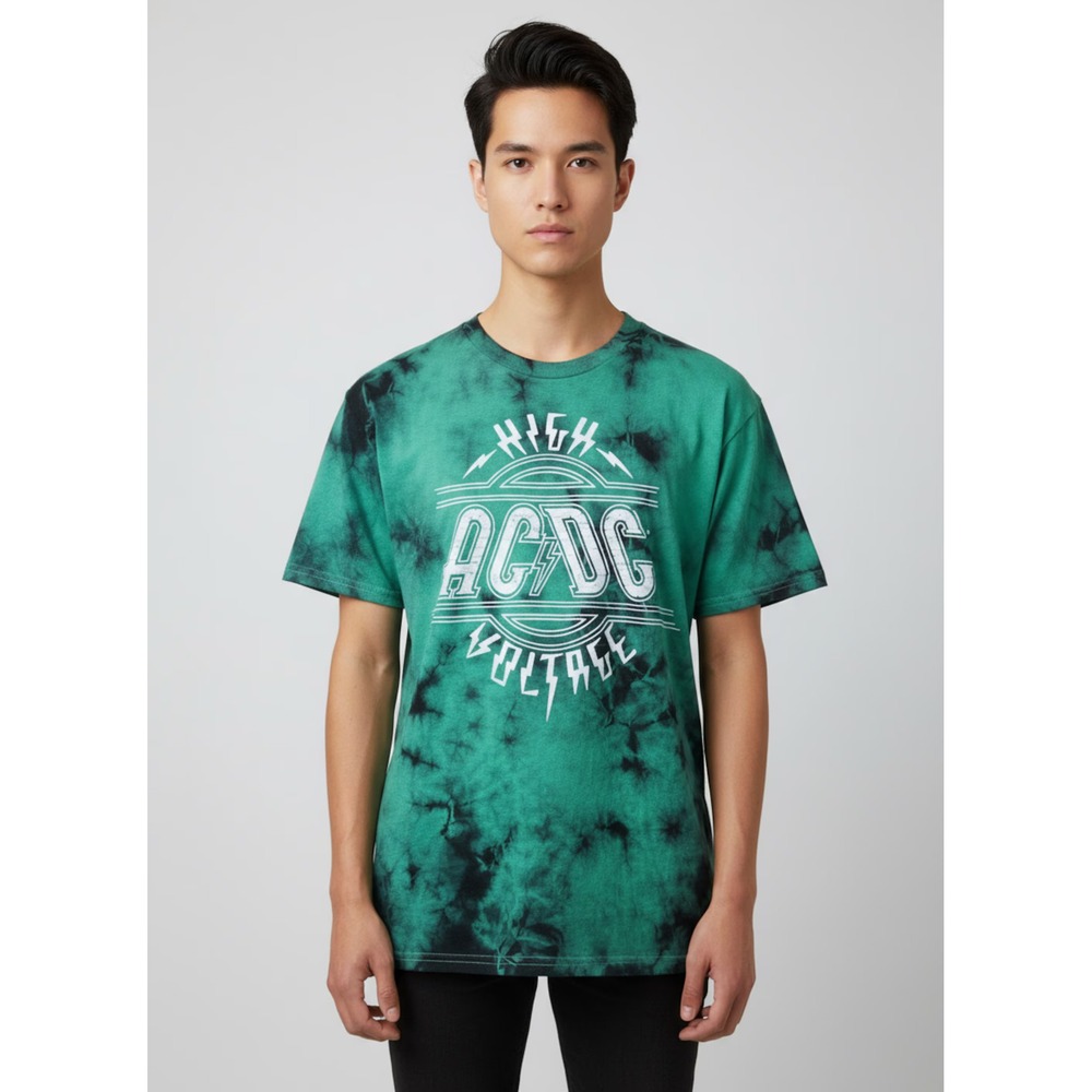 Ac dc T-shirt Size XS Green High Voltage Band Tee Cotton Graphic Unisex